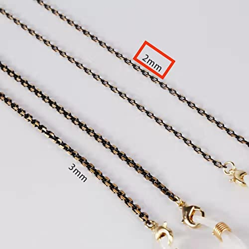 Brillenkette Metall Schwarz Gold Sonnenbrille Brillenkette Maskenhalter Frauen Männer Brillen Halskette Anti-Verloren Punk Strap Lanyard 2Mmyjl97-3
