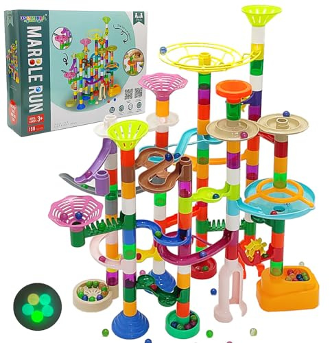 DSHMIXIA Marble Run for Kids Ages 3-4 5-8 150pcs Sturdy Building Toys Kids Games Marbles Run Track Amazing Fun Boys Girls Gifts (Standard)