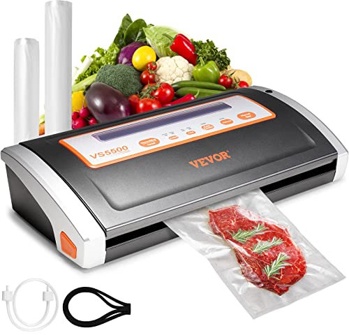 VEVOR Machine sous Vide pour Aliments Secs et Humides Scellement 30 cm x 2,5 mm 80 kPa Appareil de Mise sous Vide avec Découpeur Scelleuse sous Vide 2 Rouleaux de Sachets Inclus Fruits Légumes Viandes