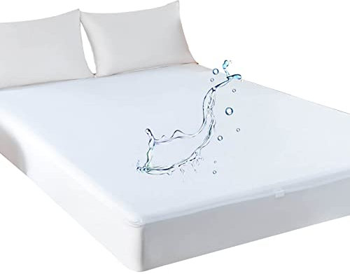 Kingnex Wasserdichter Matratzenschoner Schutzhülle für Wohnmobil, kurz, Queen-Size-Bett, für 152 x 190 cm, Wohnmobil, Queen-Size-Bett, glatte Oberseite, Spannbetttuch, Stil Matratzenbezug