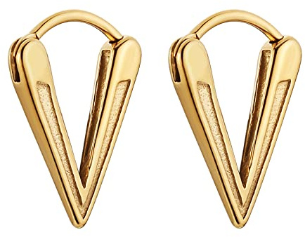 HZMAN Men Women Bike Punk Silver Stainless Steel Triangle Dangle Hoop Earrings