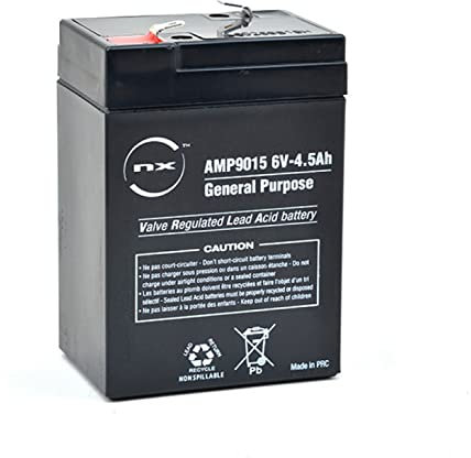 6v Battery, NX - NP4.5-6 6V 4.5Ah 6V 4ah - Sealed Lead Acid Rechargeable Battery For General purpose, Scooters, Quad Bikes, Childrens Kids Toy Car, Alarm, Electric Bike, Security Electronic devices,
