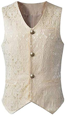 Costume medievale da uomo, in cotone e lino, camicia estiva, per il tempo libero, per il carnevale, con motivo stampato a due file, gilet da uomo slim fit, bianco, XXL