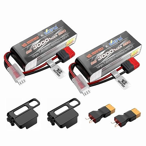 ZYGY 2PCS 2S 7.4V 25C 3000mah Batterie mit T Stecker für MJX H16E H16P H16PL H16BM H16DR H16GT 14301 JC16EP M161 RC Funkgesteuerte Auto Upgrade Batterie