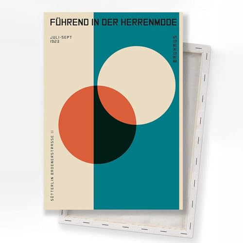 Bauhaus Poster Abstrakte Geometrische Leinwand Wandkunst Blau Orange Druck Farbblock Minimal Mitte Jahrhundert Modern Mehrfarbige Kreisform 40,6 x 61 cm gerahmt