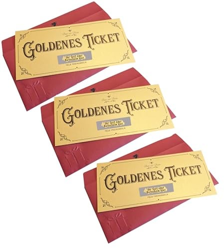 Bear and Bee 3 x Goldenes Ticket - Spezial Rubbellos Gutschein zum Selbstausfüllen - Geburtstag Weihnachten Geschenk Rubbelkarten (3 Stück)