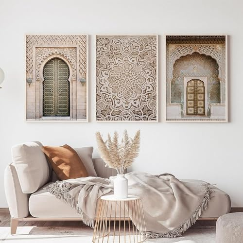 AWKFHF Moroccan Door Flowers Art Print, Canvas Picture Poster Living Room Bedroom Wall Decoration (3 x 30 x 40 cm, without Frame)