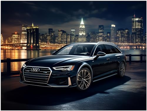 Auto Poster - Audi A6 in New York RS6 Sportwagen Kunstdruck Illustration Wandbild P489N (60x45 cm)