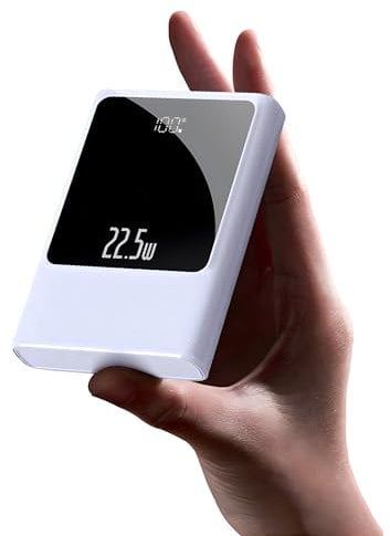 10000mAh Small Power Bank Fast Charging, 22.5W Mini USB C Portable Charger with Battery Pack Compact External Battery Bank for iPhone Samsung Heated Gilet Vest Jacket Scarf (White)