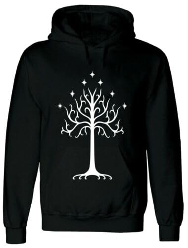 Darkwear Tree of Gondor Black Hoody Herr der Ringe Hobbit Saruman Gandalf Frodo LOTR Sweatshirt Kapuze, Schwarzer Kapuzenpullover, XXXXL