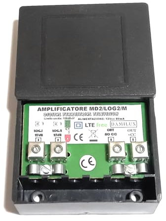AMPLIFICATORE DA PALO ANTENNA TV LTE 2 LOG 27dB 2 OUT TIPO MORSETTO