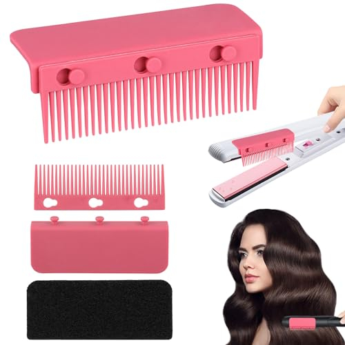 Peine de Hierro Plano, Desmontable Alisador Peine de Agarre para Plancha Peine para Plancha Herramientas Compactas para Peinar el Cabello Accesorios para Uso Profesional y Doméstico(Rosa)