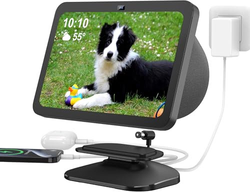 PlusAcc Stand for Show 8 3rd gen - with USB-C/A two Charging Port for iPhone/Airpods/Adjustable Base Station for all Phone & Earphone & Show 8 (only for 3rd Gen) (Black)