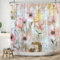 ASDCXZ Vintage Blumen Duschvorhang 180x200 cm, Retro Pink Gold Ölgemälde Weiß Rose Blumen Grün Blätter Bad Waschbar Duschvorhänge Polyester Textil Wasserdicht Duschvorhang für Badewanne mit 12 Haken