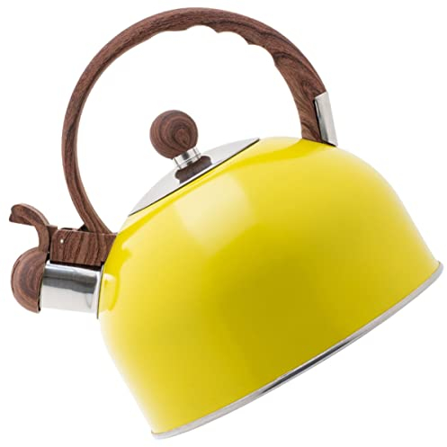 1pc Bouilloires Cuisine Capacité Jaune Classique Maker Eau Bouillir Pot Pichet Bouilloire: Grande Maison Loud L Théières Toutes Bouilloire Bouilloire Quart for Vapeur Pratique Portable Inoxydable (Col