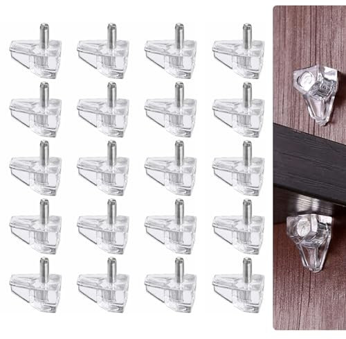 hautllaif 20 Pcs Shelf Support Stud Pegs,5mm Clear Plastic Replacement Peg Cabinet Shelf Supports Pins for Cabinet Glass Shelve Wardrobe