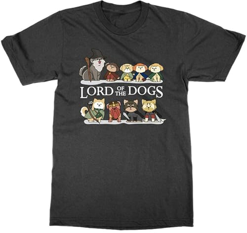 Lord of The Dogs T-Shirt Funny Nerd Tee Rings LOTR Cute Tolkein Present Gift Black Black XL