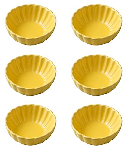 HUIHHAO Platos de Acompañamiento Redondos de Porcelana Serie Lines-Amarillo