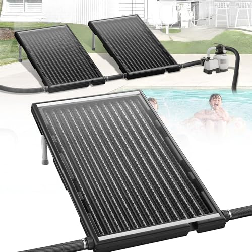 HENGMEI 2X Poolheizung Sonnenkollektor Poolheizungen Solar Heizungen 111.5 x 65cm Pool Heizung Solarmatte für Warmwasser Gartendusche Pool Außen und Innenhöfe, Vertikales Paneele