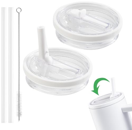 2 tapas de repuesto para vasos de 40 oz para accesorios Stanley, reutilizables, a prueba de fugas, tapa a prueba de vuelco, taza con tapa de repuesto, accesorios Stanley Cup Tapa de repuesto (blanco)