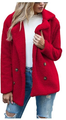 Générique Manteau Femme Hiver Respirant Coupe-Vent Court En Sherpa Outdoor Pull Polaire Veste De Randonnée Blouson À Capuche 2024 Rouge S