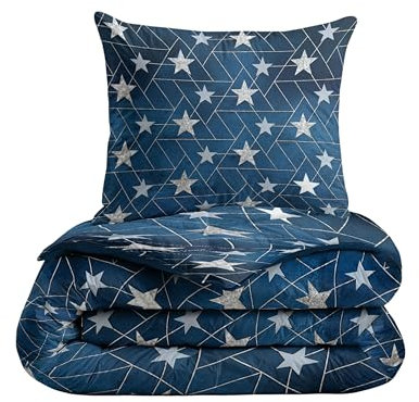 Zelesta Kiddybed kinderbettwäsche 135x200 4 Jahreszeiten - Bettwäsche winterdecke und Sommer-Bettdecke - Waschbare kinderdecke ohne Bezug - Kinderbettdecke mit Muster (Silver Stars)