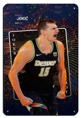 HRJHE Nikola Jokic-Poster, Basketball-Poster, Blechschild, Vintage, Metall, Pub, Club, Café, Bar, Zuhause, Wandkunst, Dekoration, Poster, Retro, 20 x 30 cm, 4 Stück