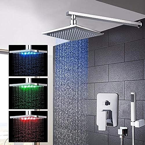 OJKJGY Kit Rubinetto Doccia, Set Doccia a LED di Lusso per Bagno, Miscelatore Rubinetto Doccia a Pioggia con soffione Doccia a LED con Set doccetta