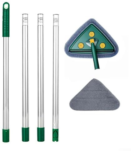 Balai triangulaire pliable pour nettoyer les murs et les sols avec long manche réglable (B)