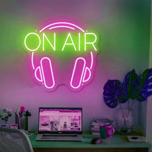On Air - Cartel de luz de neón para Twitch, Tiktok, Youtube, amantes de los jugadores, con cadena colgante e interruptor regulable para decoración de estudio, pared, dormitorio, sala de juegos