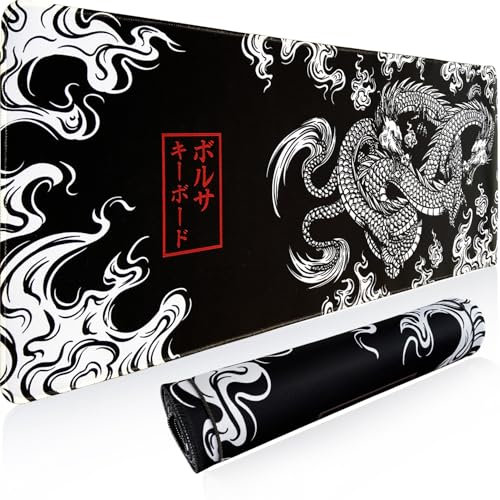 Loong XL XXL Gaming-Schreibtischunterlage mit Weltkarte (80 x 30 cm), rutschfestes und wasserdichtes Gummi-Mauspad und Tastaturmatte (3 mm dick)