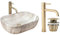 GTM Design Aufsatzwaschbecken Matt Set mit Waschtischbatterie und Stopfen - Aufsatzwaschbecken Oval für Badezimmer - Modern Waschbecken ohne Hahnloch - Waschbecken mit Armature - Modell 1