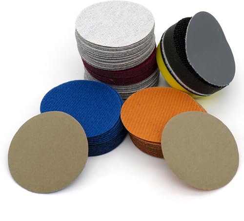 133 Pièces Disques De PonçAge, Pad De 75Mm avec Papier A Poncer à Fixation, Disques Abrasifs, 60 80 120 240 400 800 1000 1500 2000 3000 5000 10000 Pour Voiture, Métal et Bois