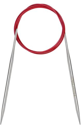 Coopay 4mm Circular Knitting Needles 120cm, Metal Circular Needles with Flexible Cable, Long Round Knitting Needles for Blankets Large Projects, Fixed Circle Knitting Pins for Arthritic Hands