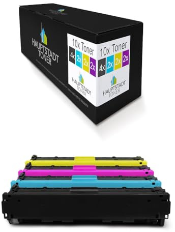 HAUPTSTADT TONER DarkSerie XXL Toner im Set 10x kompatibel für HP Color Laserjet Pro M254 M280 M281 ersetzt CF540X CF541X CF542X CF543X 203X 203A