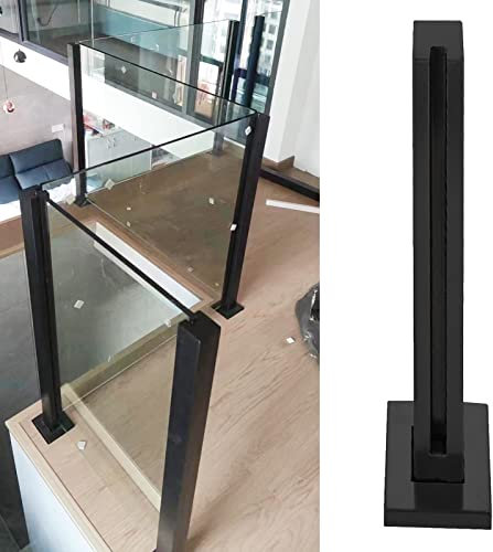 Sistema di ringhiera per scale in vetro nero, corrimano per interni ed esterni con paletti, kit di morsetti per balaustra per terrazza e balcone, pannelli di vetro H-60 cm
