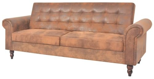 WEMYUFURN Klassisches Chesterfield Schlafsofa 2-Sitzer mit Holzrahmen und Kunstwildleder Bezug für Wohnzimmer und Gästezimmer