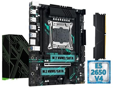 Scheda madre X99 B9 con processore CPU opzionale LGA2011-3 Xeon E5 2650 V4 e ECC DDR4 16GB M.2 NVME M-ATX(Motherboard+CPU)