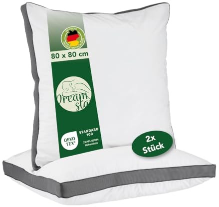 DREAMSTAR Kopfkissen Lyocell 2er Set 80x80 Wohlfühlkissen I Kissen, Nackenkissen I Schlafkissen atmungsaktiv waschbar für Allergiker I Seitenschläfer, Rückenschläfer, Bauchschläfer I Öko-TEX®