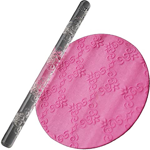 Culnflun Rouleau à pâtisserie en acrylique, FondantRoller, rouleau à pâtisserie avec 28 motifs pour la cuisson, la cuisine à domicile, approuvé par la FDA, léger (51017 impression)