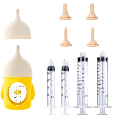 Yoogeer Silicone Nursing Bottle + Feeding Syringes for Kittens & Small Animals – Includes Feeding Nipples, Syringes, 20ml Bottle for Puppies, Rabbits, Newborn Animals – BPA-Free, Reusable, Anti-Leak