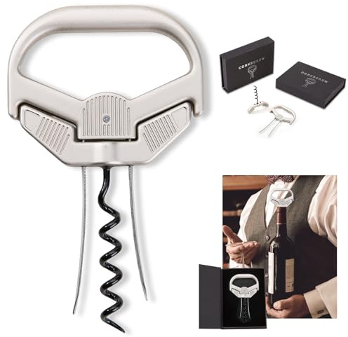JIESIAO Ah So - Set di apribottiglie per vino con tagliacapsule, cavatappi per vini antichi, 2 denti, apribottiglie in acciaio inox, set regalo per gli amanti del vino (Jiesiao Classic)
