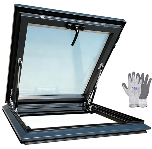 Premium Dachfenster für Wohnraum & Wintergarten, Lichtdurchflutetes Oberlicht für Dachboden & Tiny House. Wärmeisolierte Glasluke zur Belüftung(L65xW100cm)