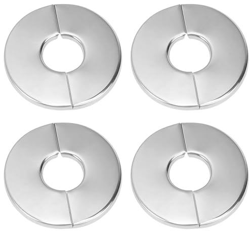 Cossaot Lot de 4 Rosace Robinet, Acier Inoxydable Rosace Mitigeur Douche, 28 MM Inner Diameter Cache Tuyau Radiateur, Cache Tuyau pour Robinets Tuyaux De Radiateur Cuisine Salle de Bain