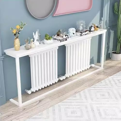 NMKSYX Heavy-duty Sofa Tables Narrow Long 30 40 50 70 In, Industrial Console Tables for Living Room/Bedroom/Plant Room/Kitchen, Decorative Radiator Shelf(White,160x15x80cm/63x6x31in)