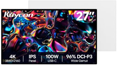 Kuycon P27G 27 Zoll 4K Monitor 3840x2160, IPS Minimalist – ohne Ständer | 27 4K (3840x2160), 10-Bit, 96% DCI-P3, 450 cd/m², USB-C 100W, Vollverklebung & Aluminiumgehäuse.