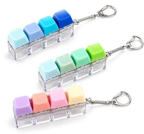 3 Pcs Keyboard Fidget Toy,4-Button Fidget Keyboard,Mini Keyboards Clicker | Stress Relief Keyboards Keychain,for Office Home and Travel Fashionable Functional Gifts