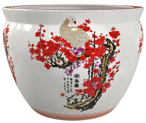 ORIENTAL Furniture Porzellan-Fischglas mit Kirschblütenmotiv, 30,5 cm