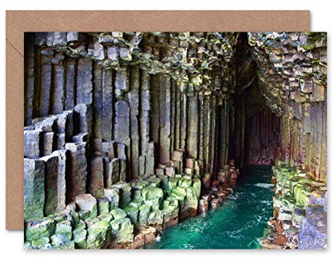 Wee Blue Coo PHOTO LANDMARK FINGAL'S CAVE STAFFA ISLE SCOTLAND BLANK GREETINGS CARD