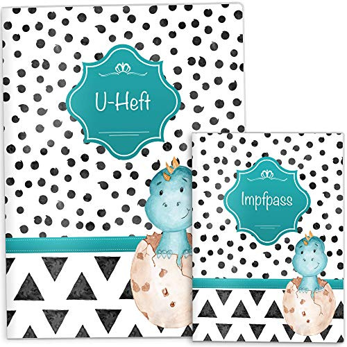 OLGS Designer U-Heft und Impfpass Hüllen Set Creative Royal Dinosaurier | Untersuchungsheft Hülle & Impfpasshülle schöne Geschenkidee (U-Heft Set ohne Personalisierung, Dino)